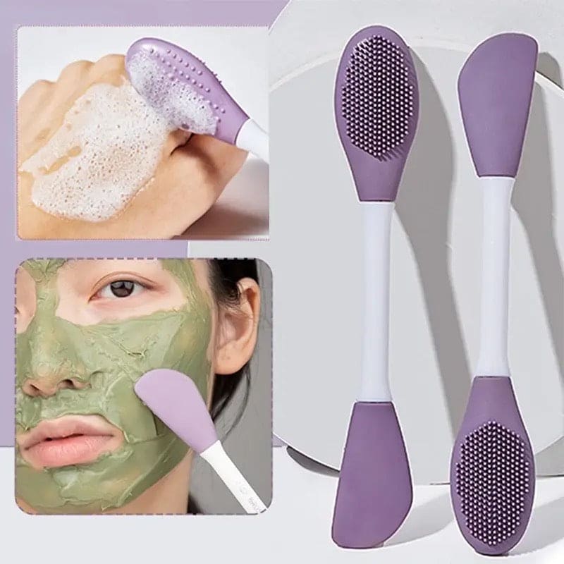 Double Head Silicon Facial Brush, Silicon Facial Massage Cleaning Brush, DIY Mud Film Scraper Facial Care Tool, Face Mask Clay Mask Applicator, Exfoliating Skin Care Home Makeup Tools Double Head Silicon Facial Brush, Silicon Facial Massage Cleaning Brush, DIY Mud Film Scraper Facial Care Tool, Face Mask Clay Mask Applicator, Exfoliating Skin Care Home Makeup Tools